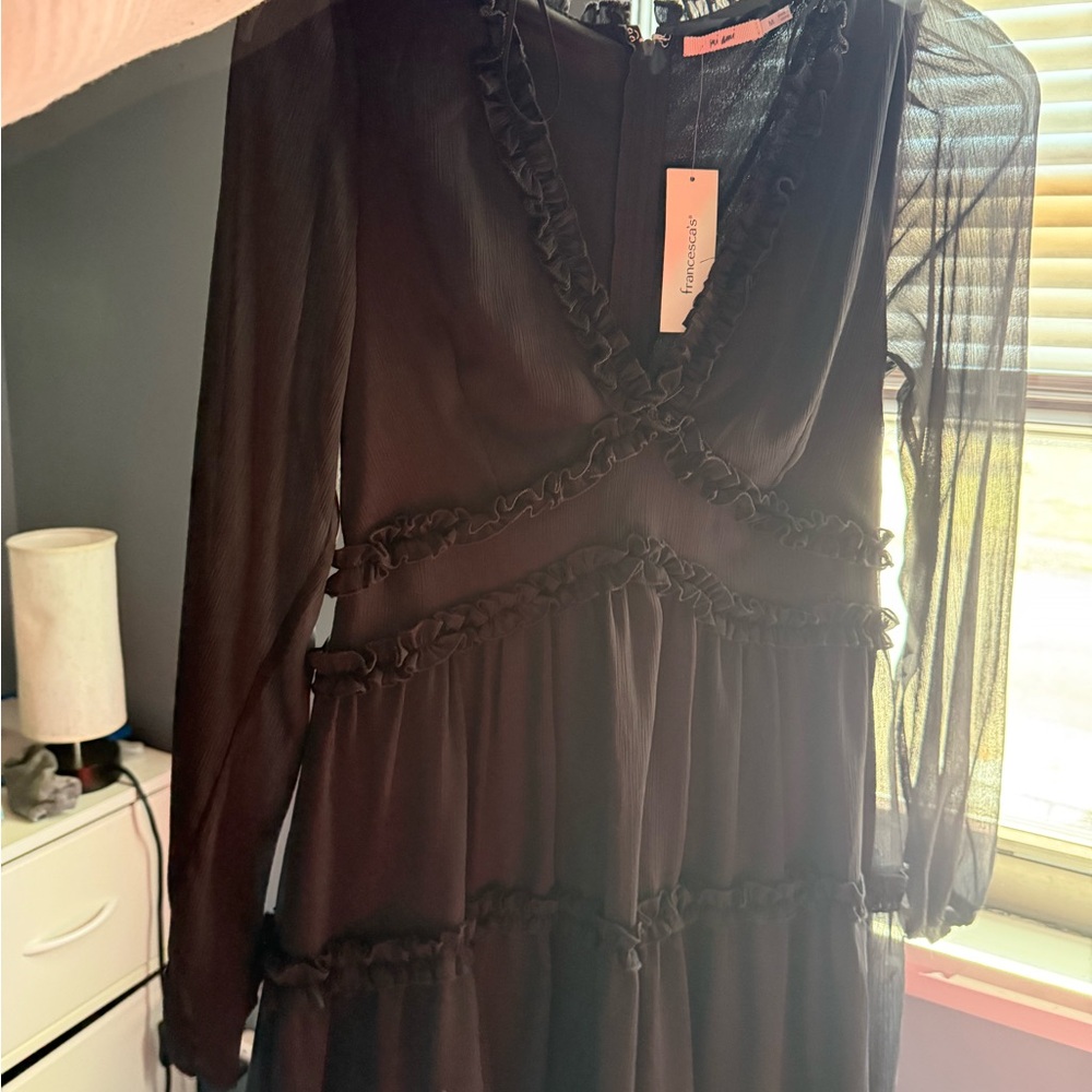 Francesca's Collections Black Ruffle Dress